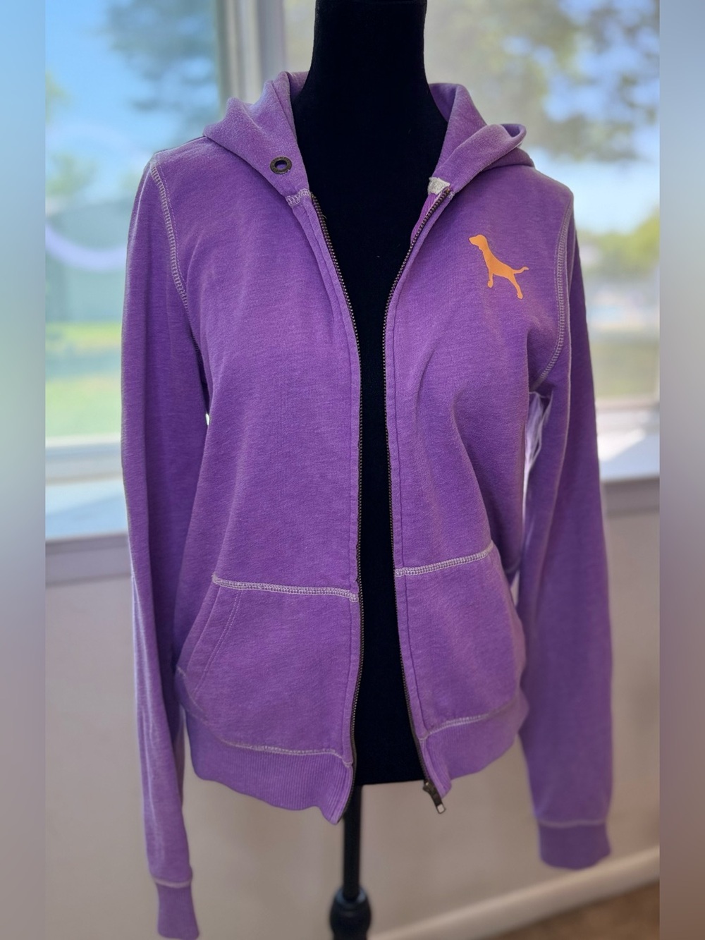 Vintage Y2K 2000’s Victoria’s Secret PINK zip up hoodie Purple cute heart dog M